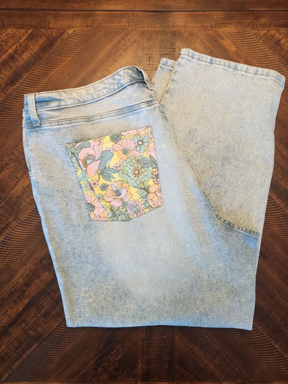 Wild Fable High Rise Distressed Dad Jean with Floral Pockets | 20W